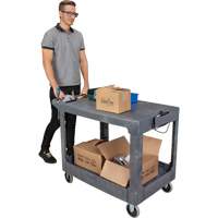 Chariot utilitaire pour l'entretien avec tablette plate, 2 tiers, 25-1/4" x 32-1/4" x 44", Capacit&eacute; 550 lb Planification Entrepots Molloy