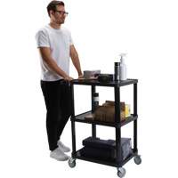 Utility Cart with Flat Shelf, 3 Tiers, 18-1/8" x 37-3/8" x 27-3/4", 330 lbs. Capacity Planification Entrepots Molloy