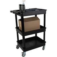 Utility Cart with Deep Lip Shelf, 3 Tiers, 19" x 39-1/2" x 28-1/4", 330 lbs. Capacity Planification Entrepots Molloy
