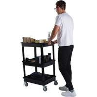 Utility Cart with Deep Lip Shelf, 3 Tiers, 19" x 39-1/2" x 28-1/4", 330 lbs. Capacity Planification Entrepots Molloy