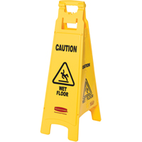 Panneaux d'avertissement de plancher mouillé, Anglais avec pictogramme NC529 | Planification Entrepots Molloy