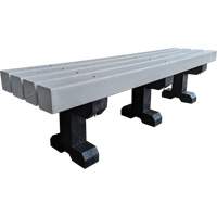Park Bench, Recycled Plastic, 72" L x 17" W x 17" H, Grey Planification Entrepots Molloy