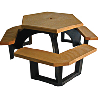 Recycled Plastic Hexagon Picnic Tables, 78" L x 78" W, Cedar Planification Entrepots Molloy