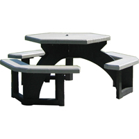 Tables de pique-nique hexagonales en plastique recyclé, 78" lo x 78" la, Gris NJ131 | Planification Entrepots Molloy