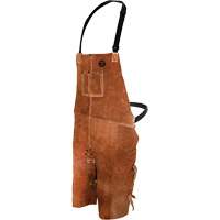 Leather Welding Apron, Split-Leg Bib, 36" L, Brown Planification Entrepots Molloy