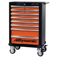 Armoire &agrave; outils mobile, 10 tiroirs, 28" la x 18" p x 43-1/4" h, Noir/Orange Planification Entrepots Molloy
