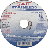 Cut-Off Wheel Contaminant-Free ZA46R, 15" x 1/16", 7/8" Arbor, Type 1, Aluminum Oxide, 12200 RPM Planification Entrepots Molloy