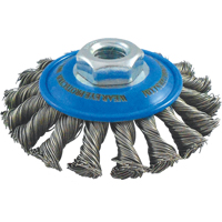 Knotted Wire Wheel Saucer Brushes, 4" Dia., 0.02" Fill, 5/8"-11 Arbor, Stainless Steel Planification Entrepots Molloy