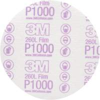 Hookit Finishing Film Disc, 6" Dia., P1000 Grit, Aluminum Oxide, Film Planification Entrepots Molloy