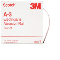 Rouleau abrasif pour &eacute;lectricien A-3 Scotch, Oxyde d'aluminium, 1" la x 75' lo, Grain 120 Planification Entrepots Molloy