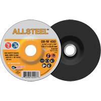 Meule AllSteel, 4-1/2" x 1/4", Arbre 7/8", Oxyde d'aluminium, Type 27 Planification Entrepots Molloy