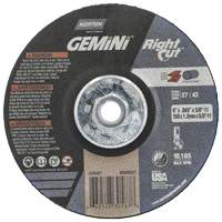 Gemini RightCut Right Angle Cut-Off Wheel, 6" x 0.045", 5/8"-11 Arbor, Type 27/42, Aluminum Oxide, 10185 RPM Planification Entrepots Molloy