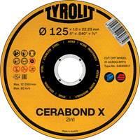 Cerabond X Cut-Off Wheel, 5" x 0.04", 7/8" Arbor, Ceramic Planification Entrepots Molloy