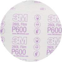 Hookit Finishing Film Abrasive Disc 260L 00971, 6" Dia., P600 Grit, Aluminum Oxide Planification Entrepots Molloy
