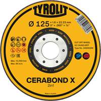 CERABOND X Cut-Off Wheel for Steel & Stainless Steel, 4-1/2" x 0.45", 7/8" Arbor, Type 1, Ceramic, 12250 RPM Planification Entrepots Molloy