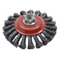Brosse concave &agrave; fils nou&eacute;s torsad&eacute;s, Dia. 4", Fils 0,02", Arbre 5/8"-11, Acier Planification Entrepots Molloy