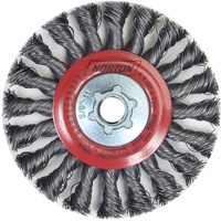 Full Cable Twist Wire Wheel, 4" Dia., 0.02" Fill, 5/8"-11 Arbor, Steel Planification Entrepots Molloy
