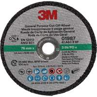 General Purpose Cut-Off Wheel, 01987, 3" x 0.04"/1/32", 3/8" Arbor, Aluminum Oxide Planification Entrepots Molloy