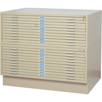 Steel Plan Files, 10 Drawers, 46-3/8" W x 35-3/8" D x 16-1/2" H Planification Entrepots Molloy