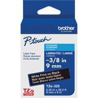 Syst&egrave;mes d'&eacute;tiquetage P-Touch, 9 mm x 314,96" ou 8 m, Blanc sur noir Planification Entrepots Molloy