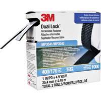 Attache refermable Dual Lock, Auto-appariement, 4,9 vg x 1", Adh&eacute;sif, Noir Planification Entrepots Molloy
