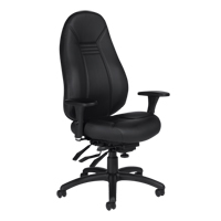 High Back Comfort Chair, Leather, Black, 300 lbs. Capacity Planification Entrepots Molloy