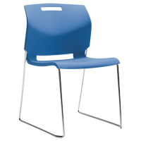 Chaise, Plastique, Hauteur 32-1/2", Capacité 300 lb, Bleu OP934 | Planification Entrepots Molloy