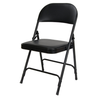 Vinyl Padded Folding Chair, Steel, Black, 300 lbs. Weight Capacity Planification Entrepots Molloy