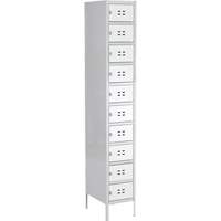 Lockers, 10 -tier, 12" x 18" x 78", Steel, Grey, Welded (Assembled) OQ710 | Planification Entrepots Molloy