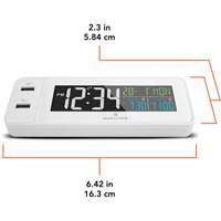 Hotel Collection Fast-Charging Dual USB Alarm Clock, Digital, Battery Operated, White OR489 | Planification Entrepots Molloy