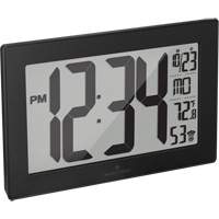 Self-Setting & Self-Adjusting Wall Clock with Stand, Digital, Battery Operated, Black OR493 | Planification Entrepots Molloy