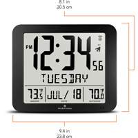 Slim Self-Setting Full Calendar Wall Clock, Digital, Battery Operated, Black OR495 | Planification Entrepots Molloy