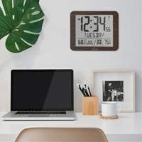 Slim Self-Setting Full Calendar Wall Clock, Digital, Battery Operated, Black OR496 | Planification Entrepots Molloy
