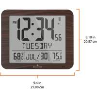 Slim Self-Setting Full Calendar Wall Clock, Digital, Battery Operated, Black OR496 | Planification Entrepots Molloy