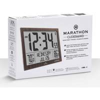Horloge à réglage automatique à calendrier complet avec de très grands caractères, Numérique, À piles, Brun OR498 | Planification Entrepots Molloy