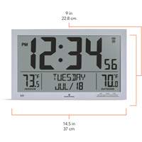 Self-Setting Full Calendar Clock with Extra Large Digits, Digital, Battery Operated, Silver OR499 | Planification Entrepots Molloy