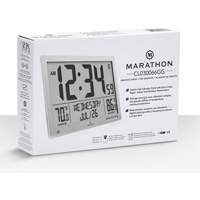 Horloge à réglage automatique à calendrier complet avec de très grands caractères, Numérique, À piles, Blanc OR500 | Planification Entrepots Molloy