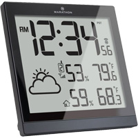 Self-Setting Weather Station and Clock, Digital, Battery Operated, Black OR504 | Planification Entrepots Molloy