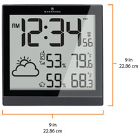 Self-Setting Weather Station and Clock, Digital, Battery Operated, Black OR504 | Planification Entrepots Molloy