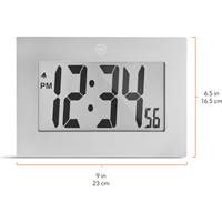Large Frame Digital Wall Clock, Digital, Battery Operated, Silver OR505 | Planification Entrepots Molloy