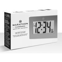Large Frame Digital Wall Clock, Digital, Battery Operated, Silver OR505 | Planification Entrepots Molloy