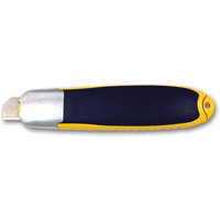 Couteau de s&eacute;curit&eacute; autor&eacute;tractable automatique, 15 mm, Acier au carbone, Prise en Plastique Planification Entrepots Molloy
