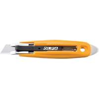 Couteau s&eacute;curitaire &agrave; lame autor&eacute;tractable avec coupe-ruban, 17,5 mm, Acier au carbone, Prise en Plastique Planification Entrepots Molloy