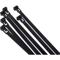 Attache-c&acirc;ble r&eacute;utilisable, Longueur 8", R&eacute;sistance &agrave; la traction 50 lb, Noir Planification Entrepots Molloy