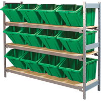 &eacute;tag&egrave;res larges avec bacs g&eacute;ants en plastique, Acier, Sans boulons, Capacit&eacute; 800 lb, 66" la x 60" h x 18" p Planification Entrepots Molloy
