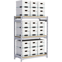 Wide Span Record Storage Shelving, Steel, 3 Shelves, 42" W x 18" D x 60" H Planification Entrepots Molloy
