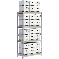 Wide Span Record Storage Shelving, Steel, 4 Shelves, 42" W x 18" D x 84" H Planification Entrepots Molloy