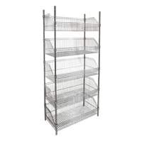 Wire Basket Shelving Unit, 5 Tiers, 48" W x 74" H x 24" D Planification Entrepots Molloy