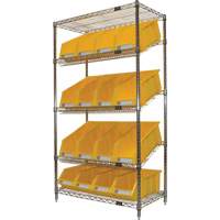 &eacute;tag&egrave;re en treillis m&eacute;tallique &agrave; tablettes inclin&eacute;es avec bacs, Tiers 5, 36" la x 63" h x 18" p Planification Entrepots Molloy