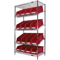 &eacute;tag&egrave;re en treillis m&eacute;tallique &agrave; tablettes inclin&eacute;es avec bacs, Tiers 5, 36" la x 63" h x 18" p Planification Entrepots Molloy